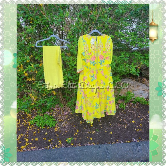 Wishful Womens Georgette Blend- Handwork Kurti With Legging- Party Wear Dress - Picture 9 of 10